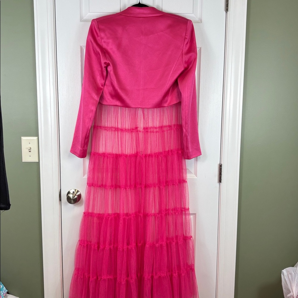 NWT Alice & Olivia Everly Tulle blazer candy pink sz sm - Picture 12 of 14